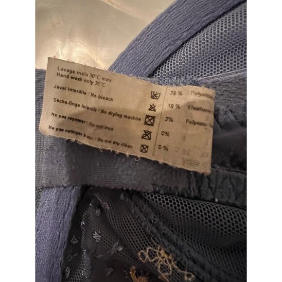 Y2K Euro Simone Perele Periwinkle Blue Bra With Lace And Embroidery Size 36C - Picture 4 of 5